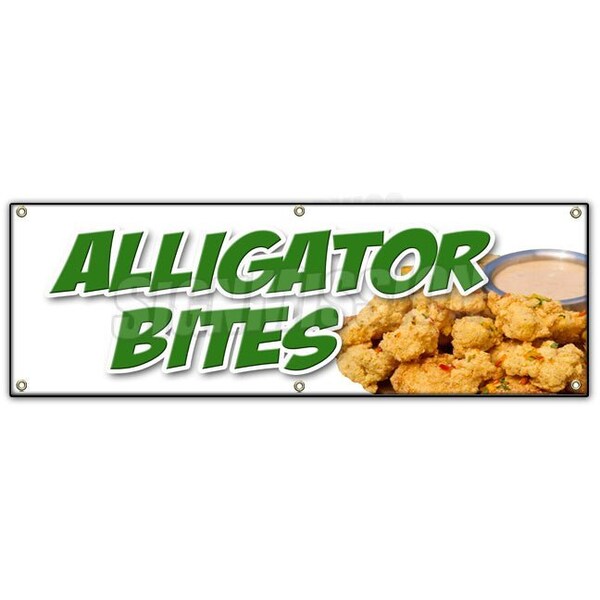 Alligator Bites Banner Heavy Duty 13 Oz Vinyl with Grommets